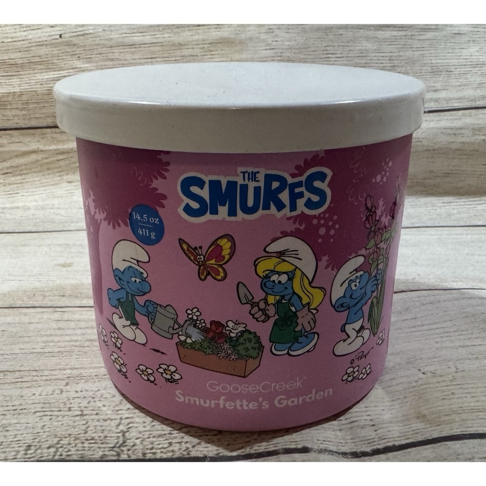 NEW Goose Creek The Smurfs Smurfette's Garden Pink 3 Wick Candle 14.5 oz